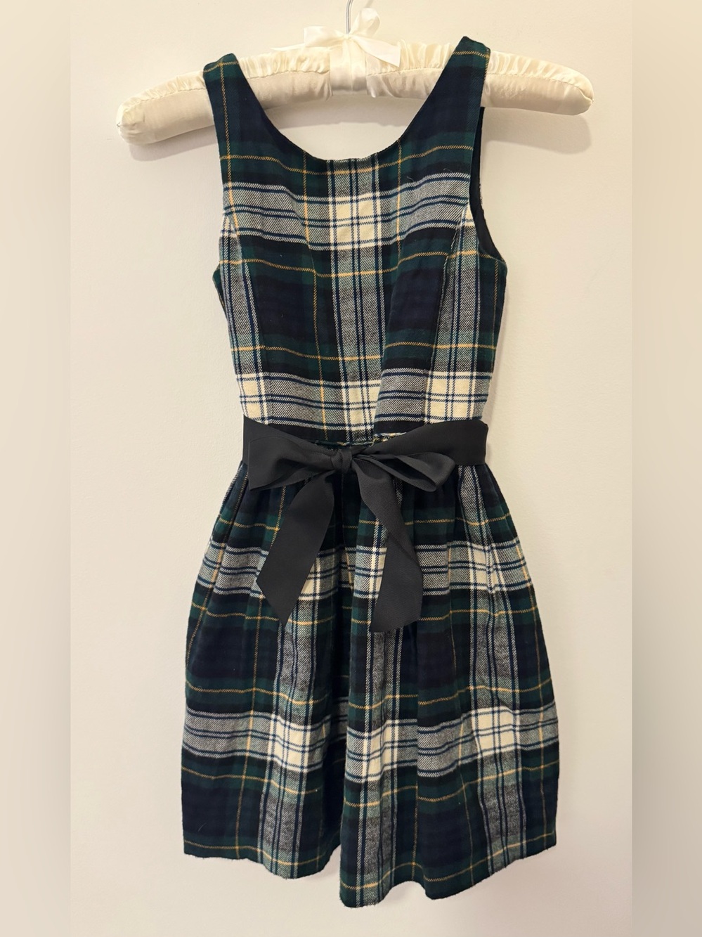 Polo Ralph Lauren Girls Size 7 Tartan Plaid Holiday Dress Black Bow Sash